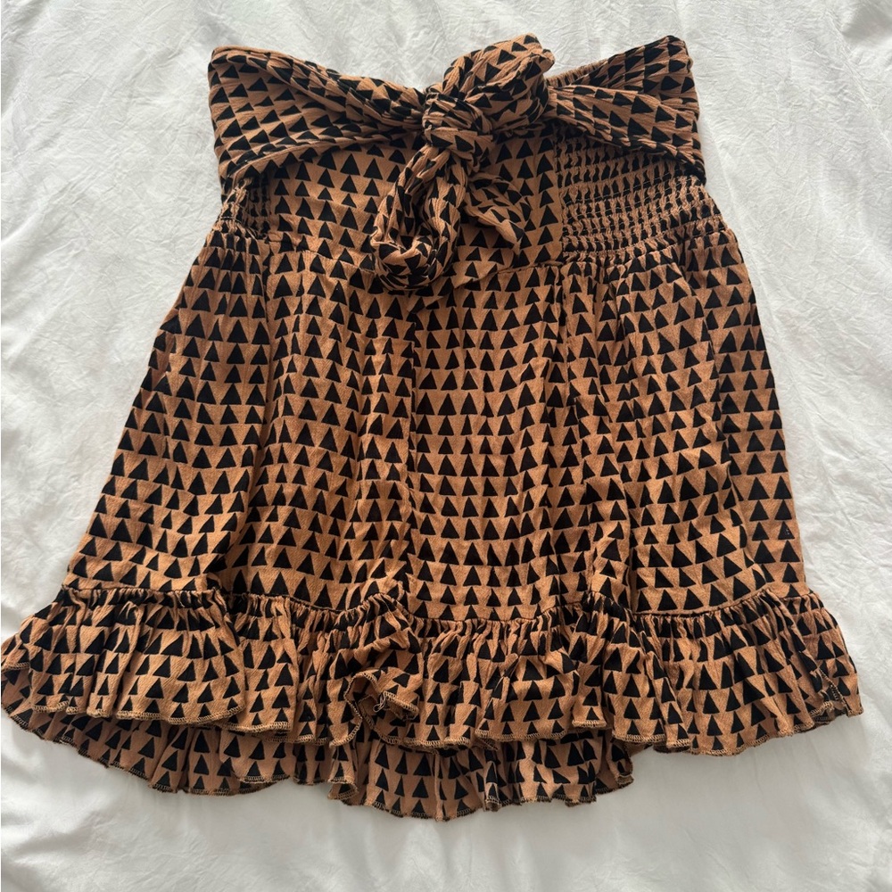 FP Movement by Free People Tube Top Black and Brown Patterned Women's Top